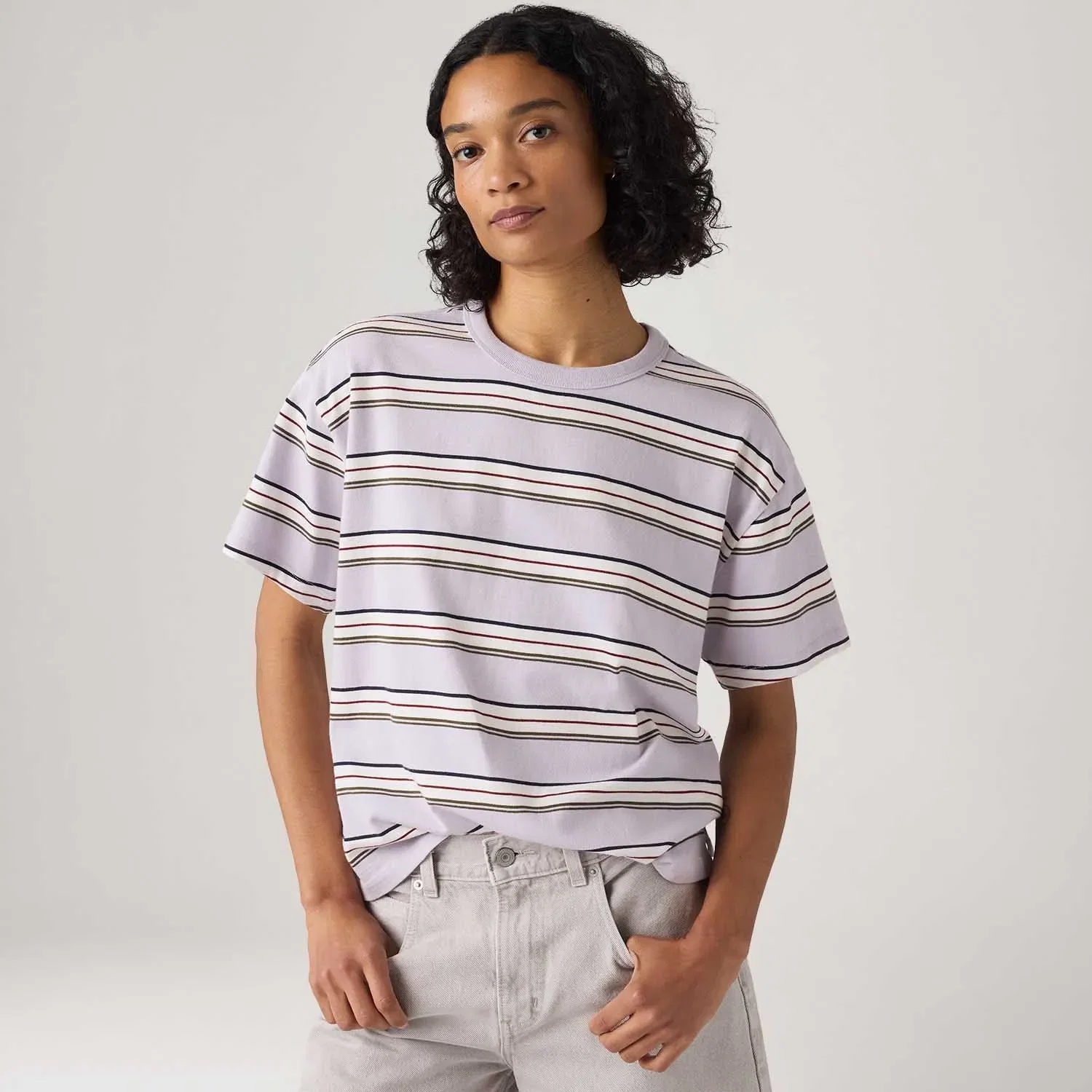 Camiseta Levi's® Vintage Listrada Lilás Manga Curta — imagem 1
