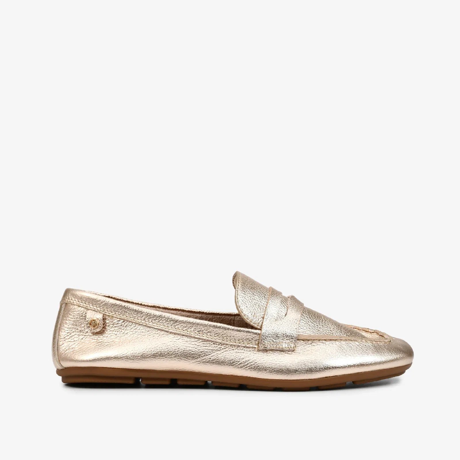 Loafer Metal Ouro Couro