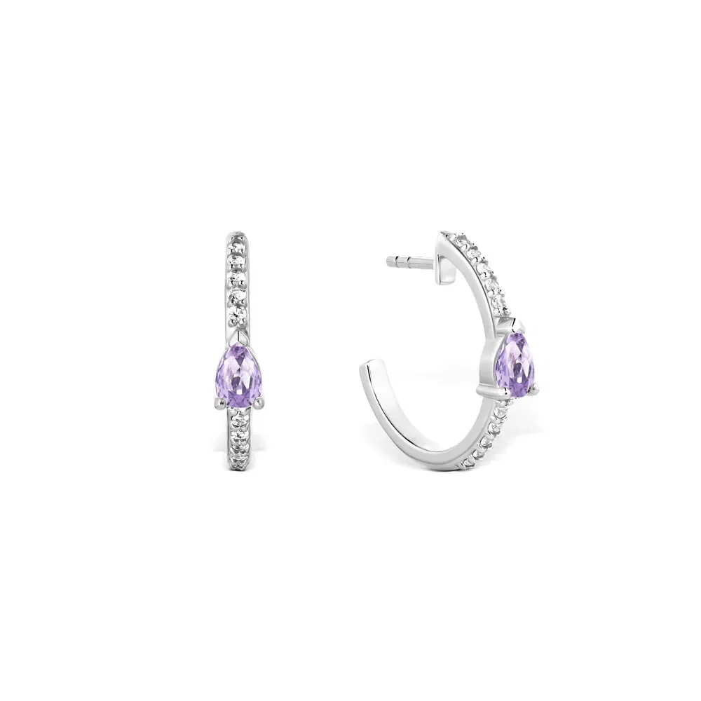 Argola Life Luna Gota em Prata 925 com Ametista, 20,2mm — imagem 1