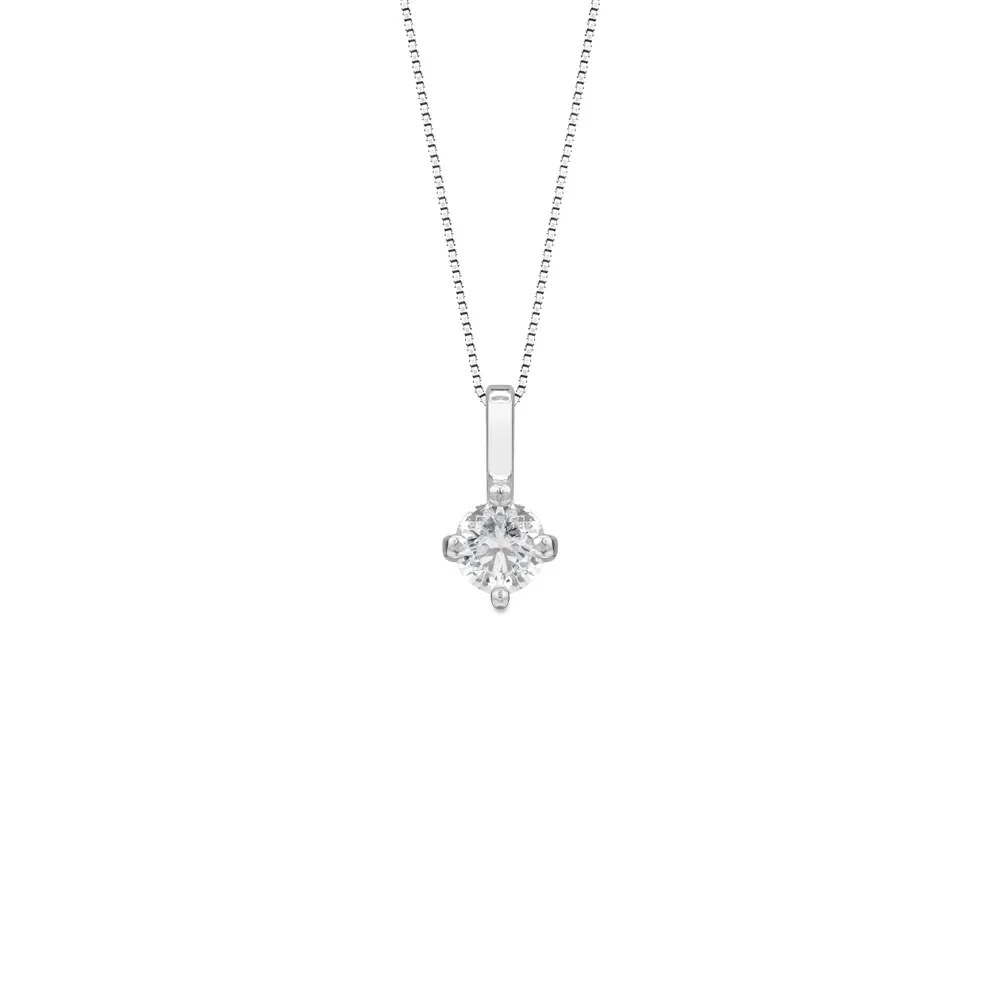 Pingente Solitário Classic em Ouro Branco 18k com 0,20ct de Diamante, 9mm — imagem 1