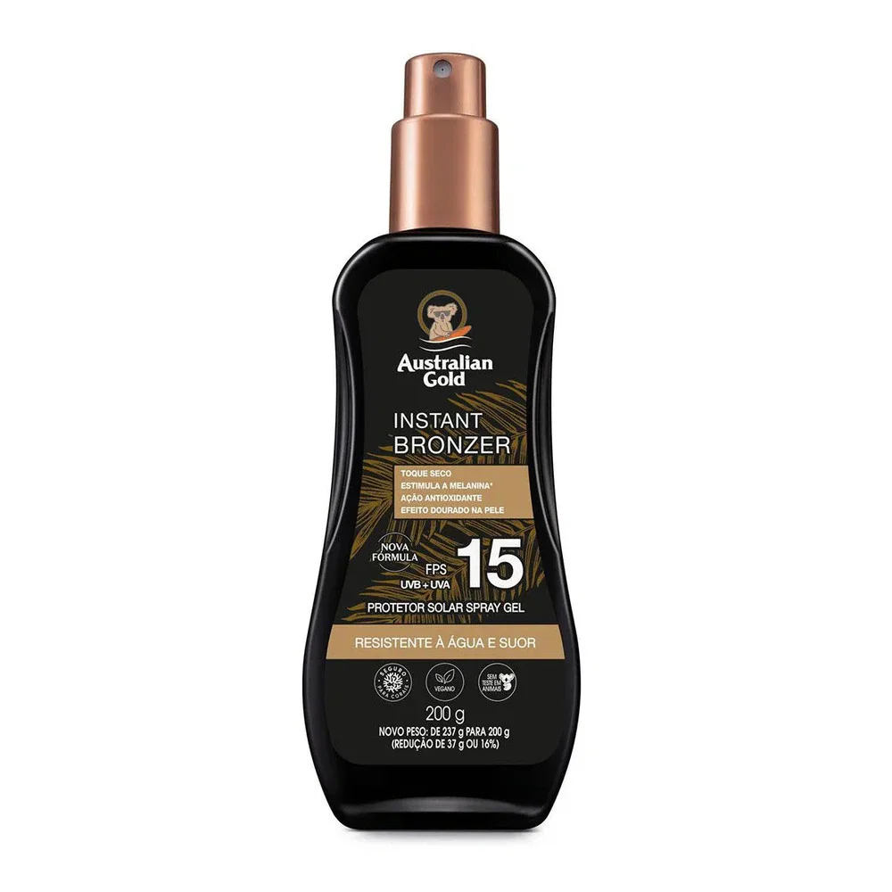 Protetor Solar Corporal Australian Instant Bronzer Gold Spray Gel FPS 15 200g