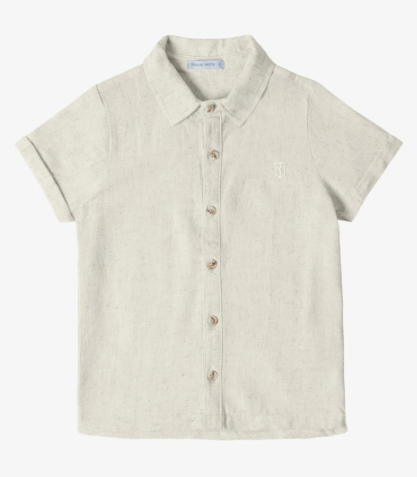 Camisa Infantil Masculina Com Botões Trick Nick Bege