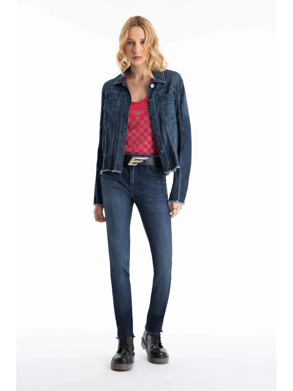 Calça Dark Indigo Elastic Gisele Escuro C/ Grampos P23 — imagem 1