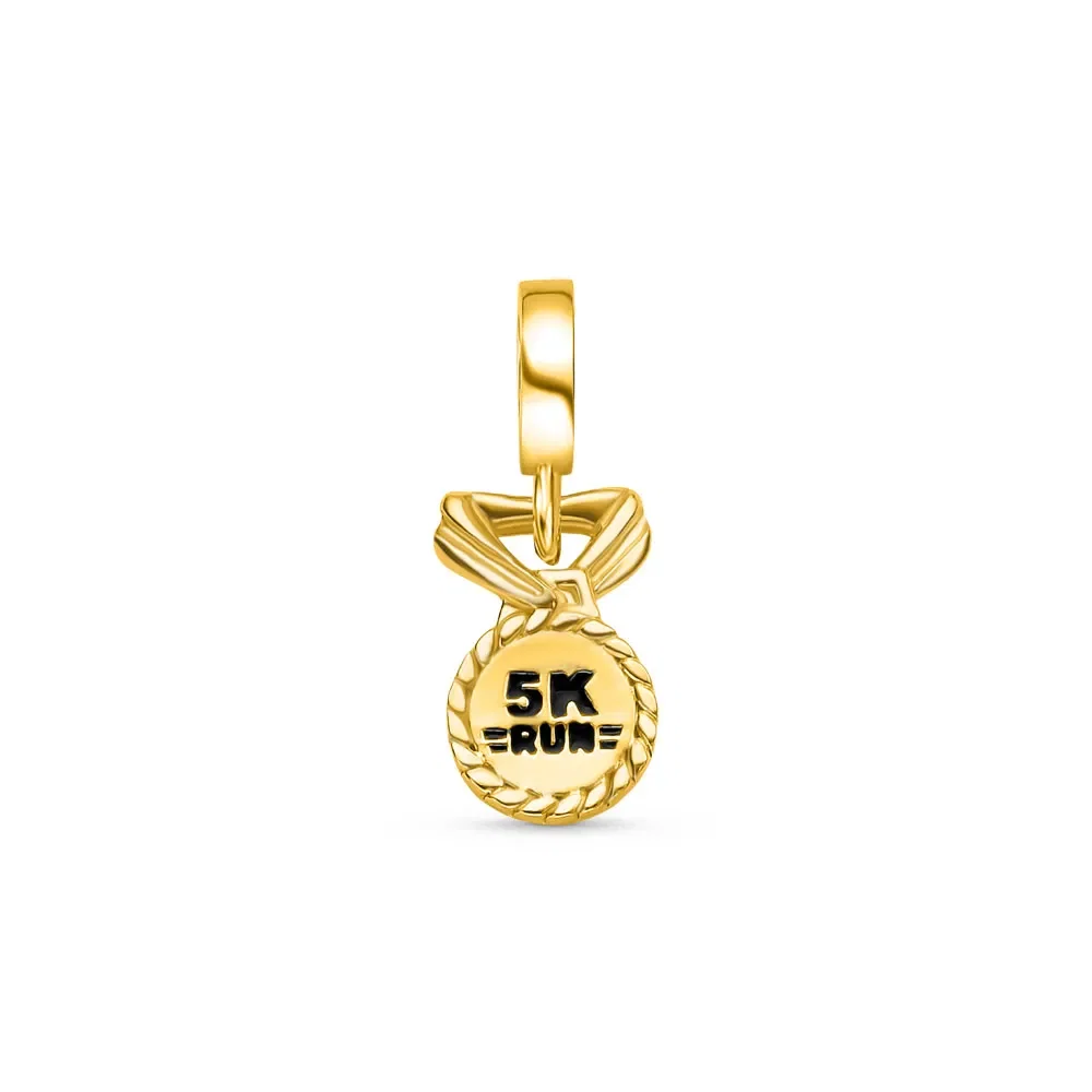 Pingente Life Esporte Medalha 5k Run em Prata 925 com Banho de Ouro Amarelo 18k e Esmalte — imagem 1