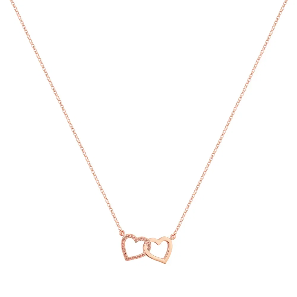 Colar Life Love II Coração Duplo com Banho Ouro Rosé