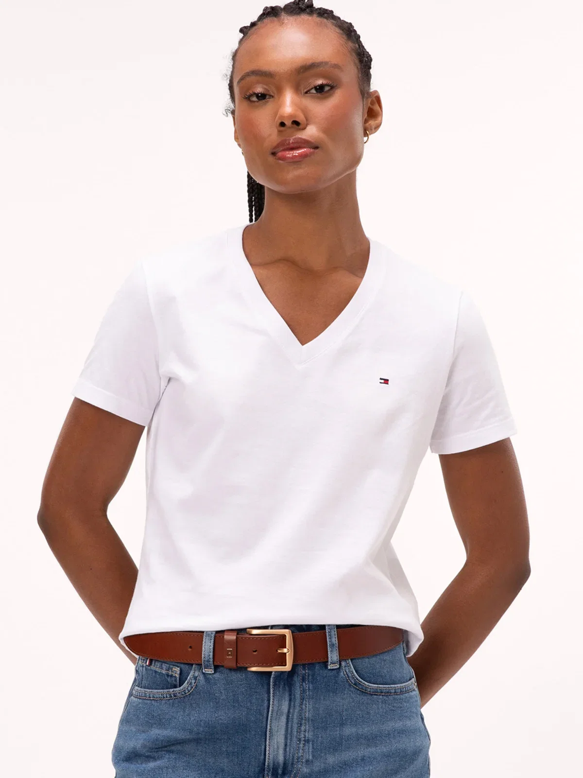 Camiseta TOMMY HILFIGER Clássica Gola V — imagem 1