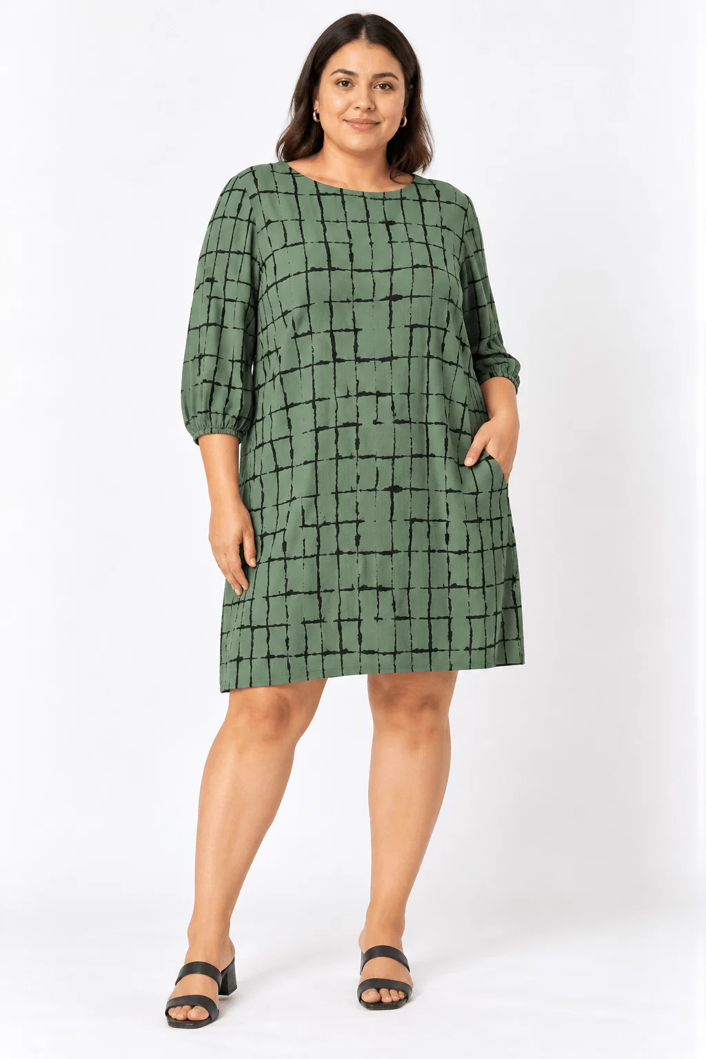 Vestido Curto Estampado Geométrico - Verde
