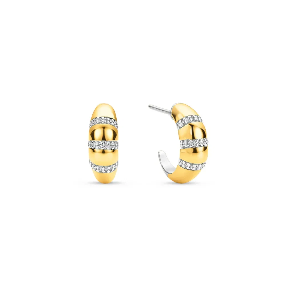 Argola Mykonos em Prata 925 e Ouro Amarelo 18k com Diamantes 0,16ct, 15,6mm — imagem 1