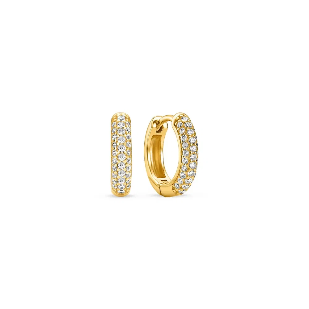 Argola Life Essential em Prata 925 com Banho de Ouro Amarelo 18k e Zircônia Incolor, 10mm — imagem 1