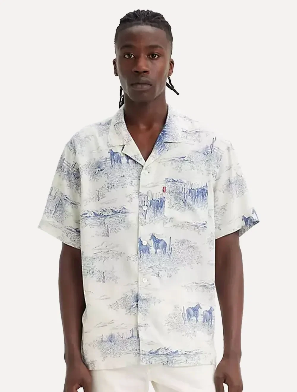 Camisa Levis Masculina Manga Curta Sunset Camp Off-White