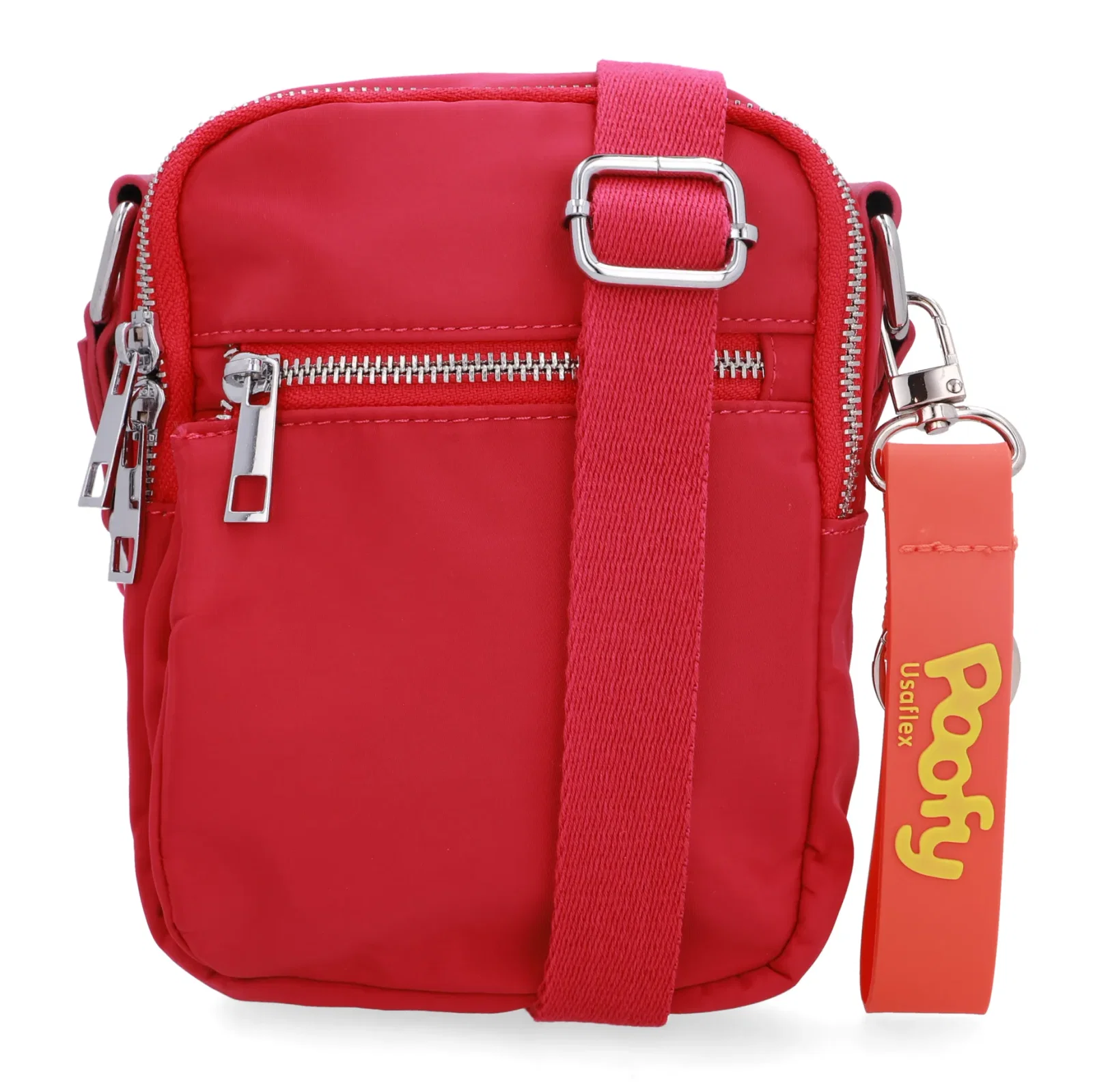 Bolsa Tiracolo Poofy Nylon Rosa Zíper — imagem 1