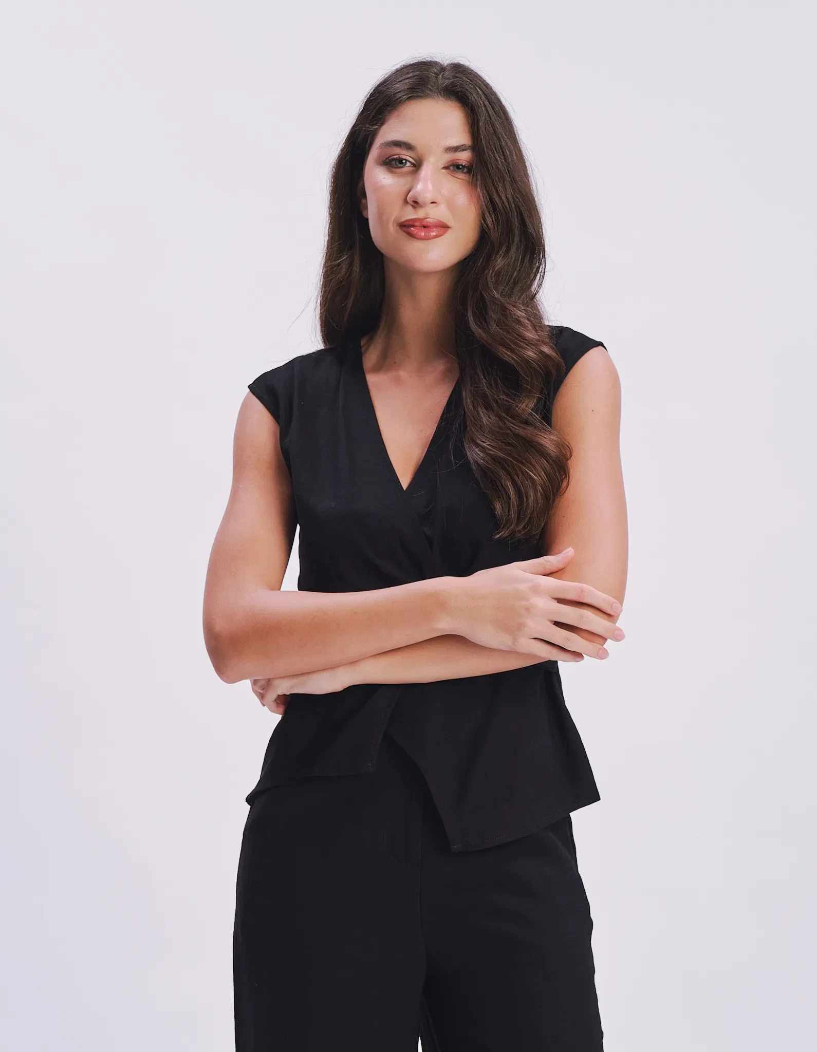 Blusa Transpassada Com Fivela - Preto