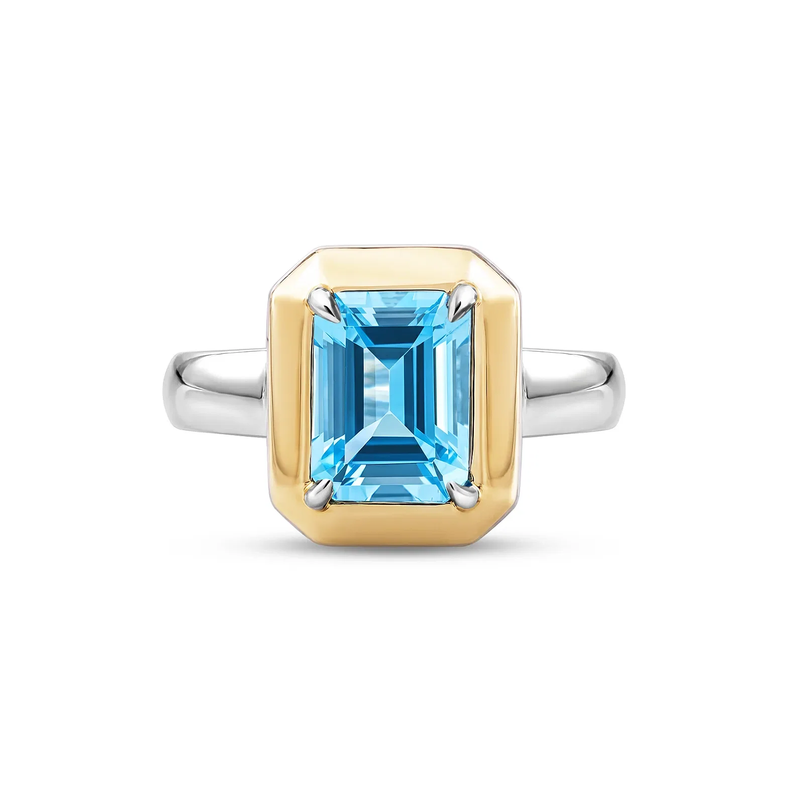 Anel Al Mare em Prata 925 e Ouro Amarelo 18K com Topázio Swiss e Safira Incolor