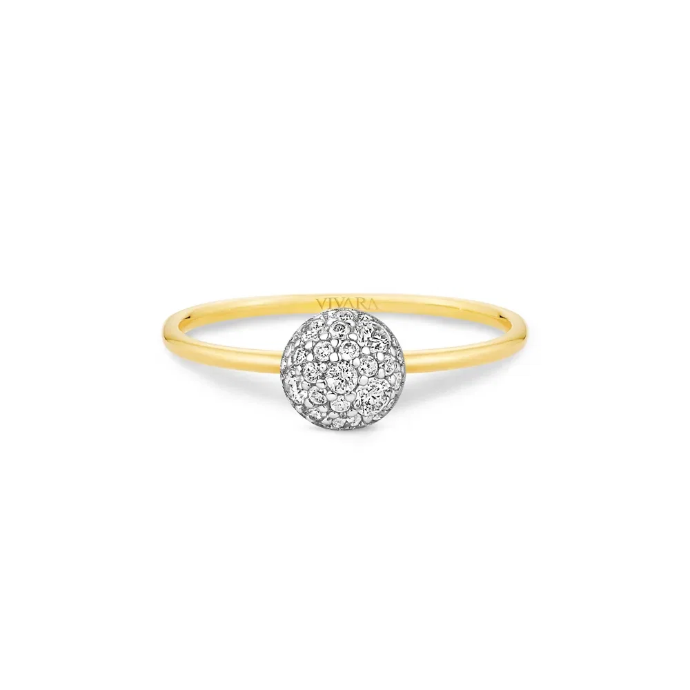 Anel Esferas em Ouro Amarelo 18k com Diamantes