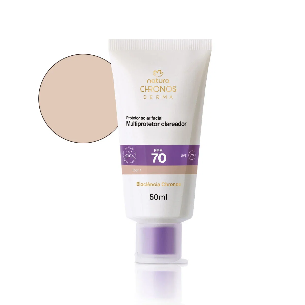 Protetor Solar Facial Multiprotetor Clareador FPS 70 Chronos Derma 50 ml — imagem 1