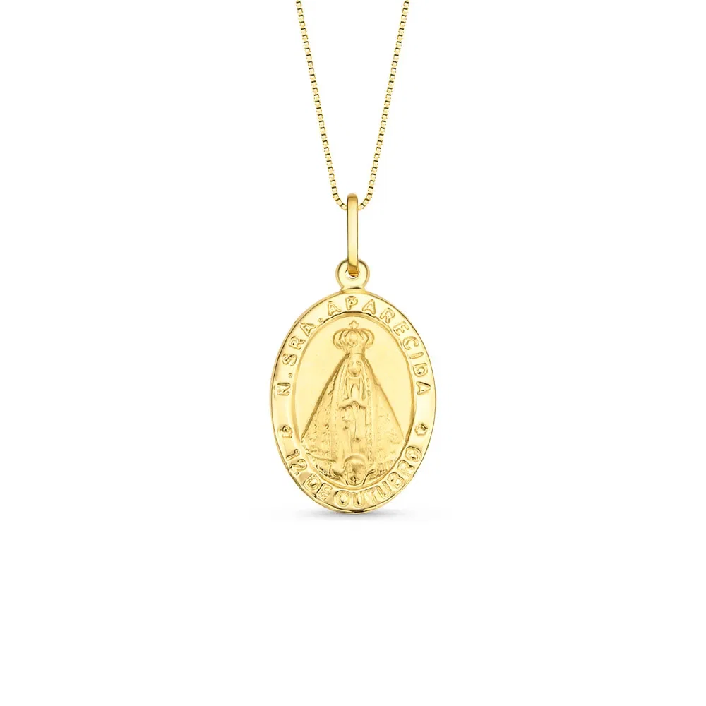 Pingente Medalha N.Sra Aparecida em Ouro Amarelo 18k, 26mm — imagem 1