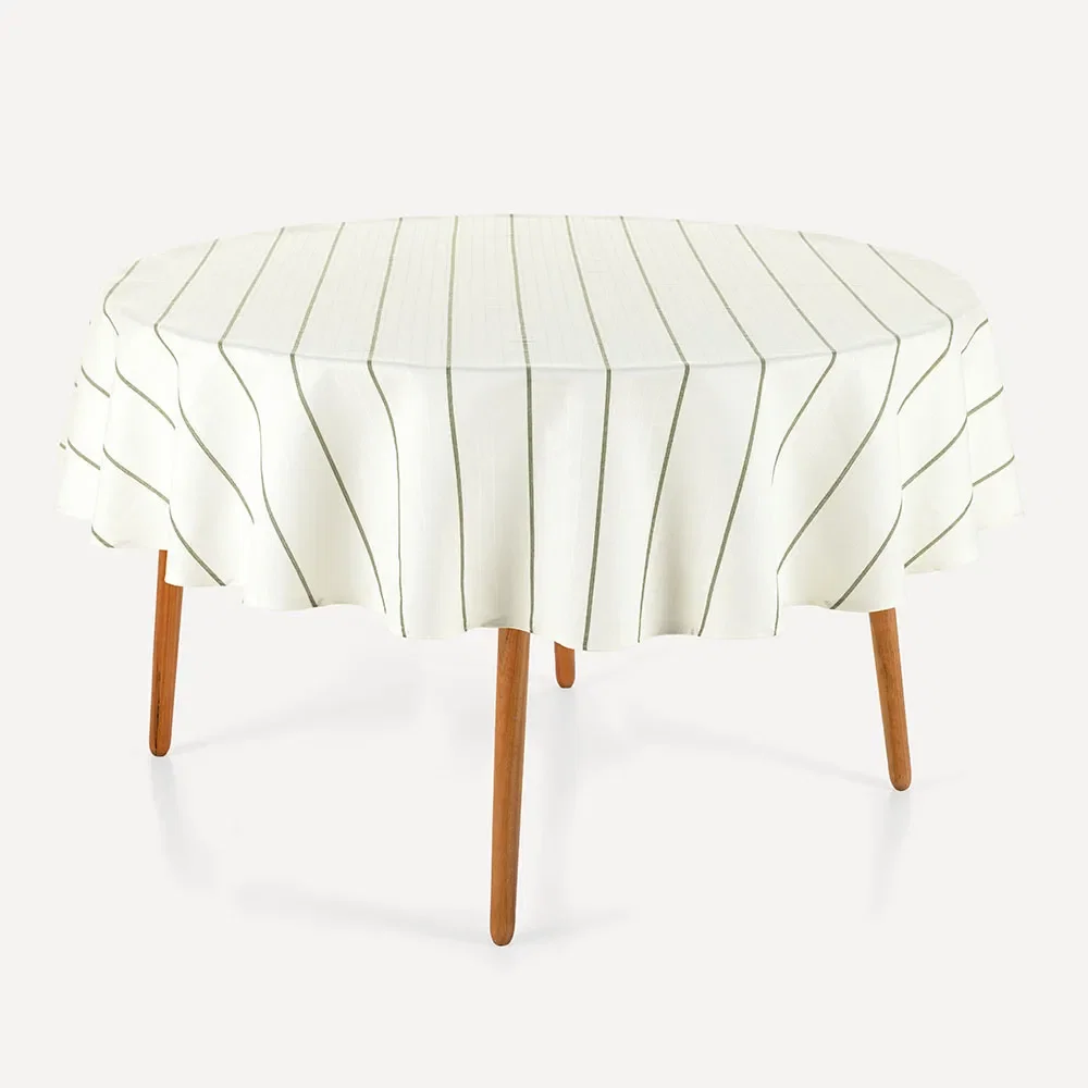 Toalha de Mesa Redonda 6 Lugares 1,78m Royale Branco / Verde — imagem 1