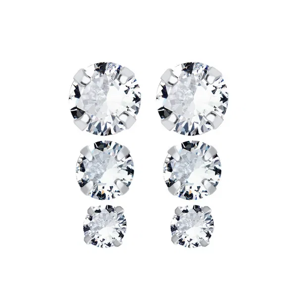 Brinco Prata Trio Zircônias Com Garras G