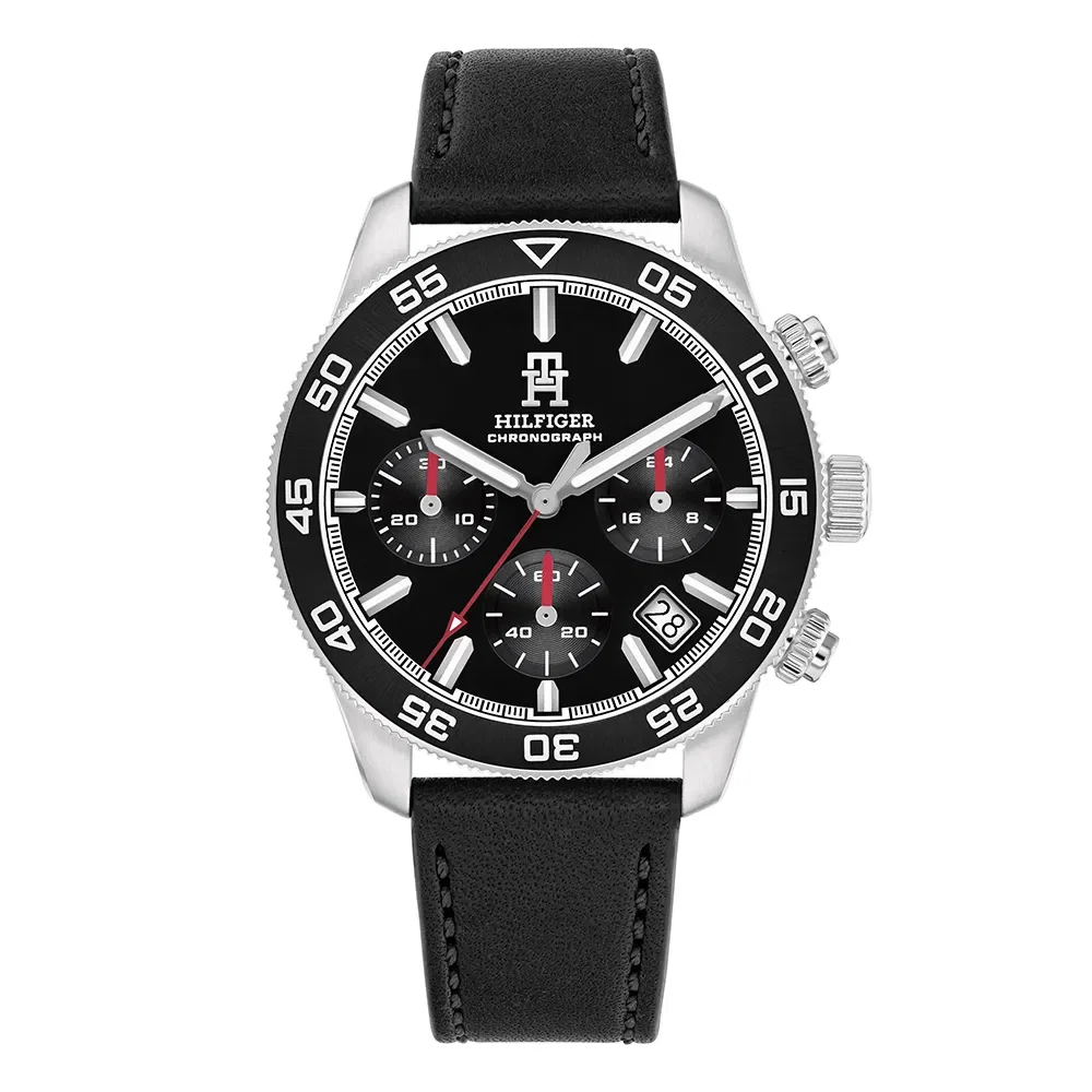 Relógio Tommy Hilfiger Crono Masculino Couro Preto - 1792162