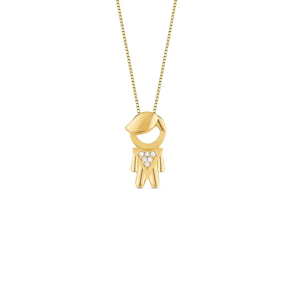 Pingente Menino em Ouro Amarelo 18k com Diamantes, 13mm — imagem 1