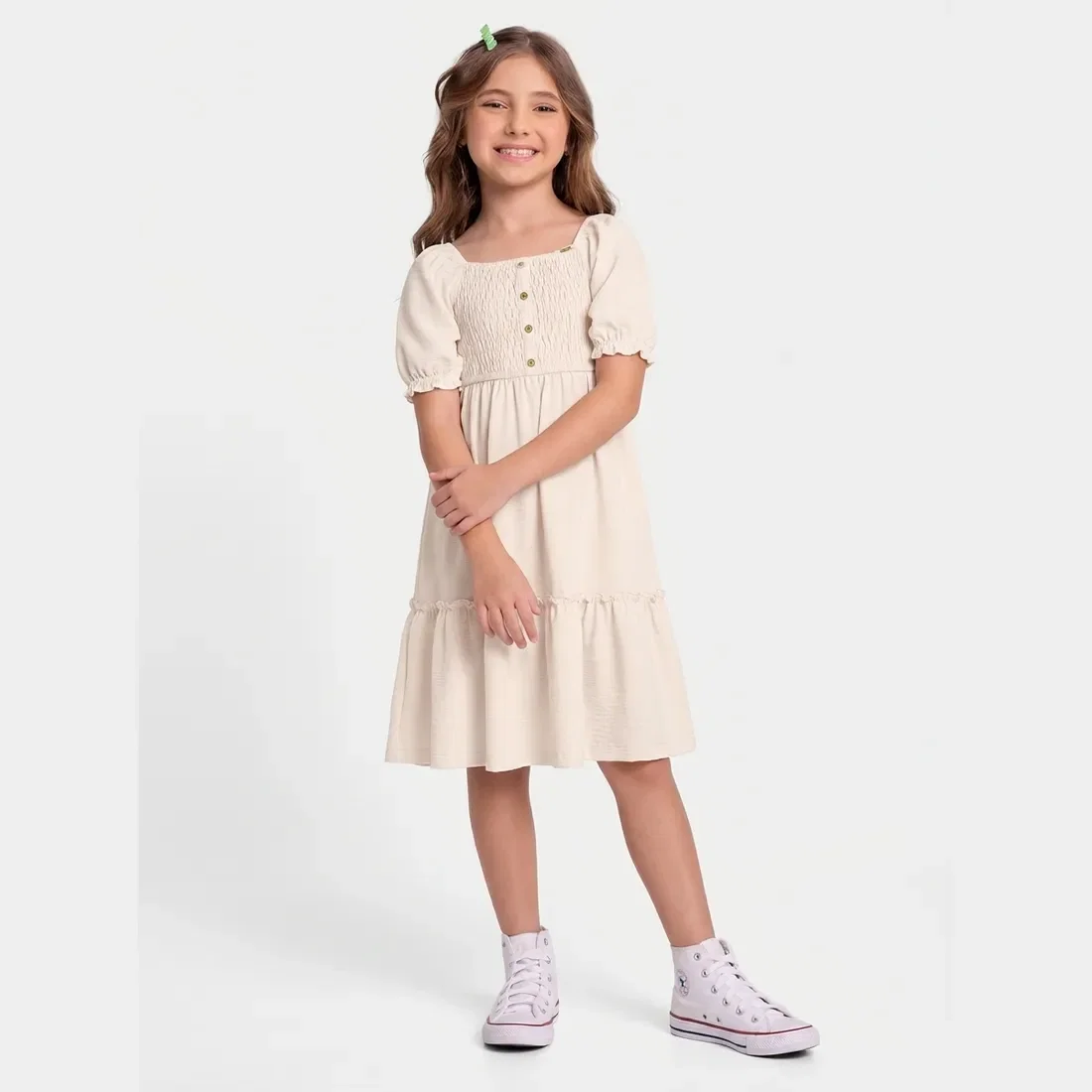 Vestido midi em malha florence com lastex — imagem 1