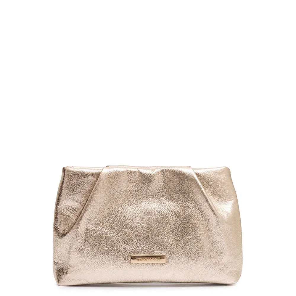 Bolsa Tiracolo Dourada Alça Corrente Couro