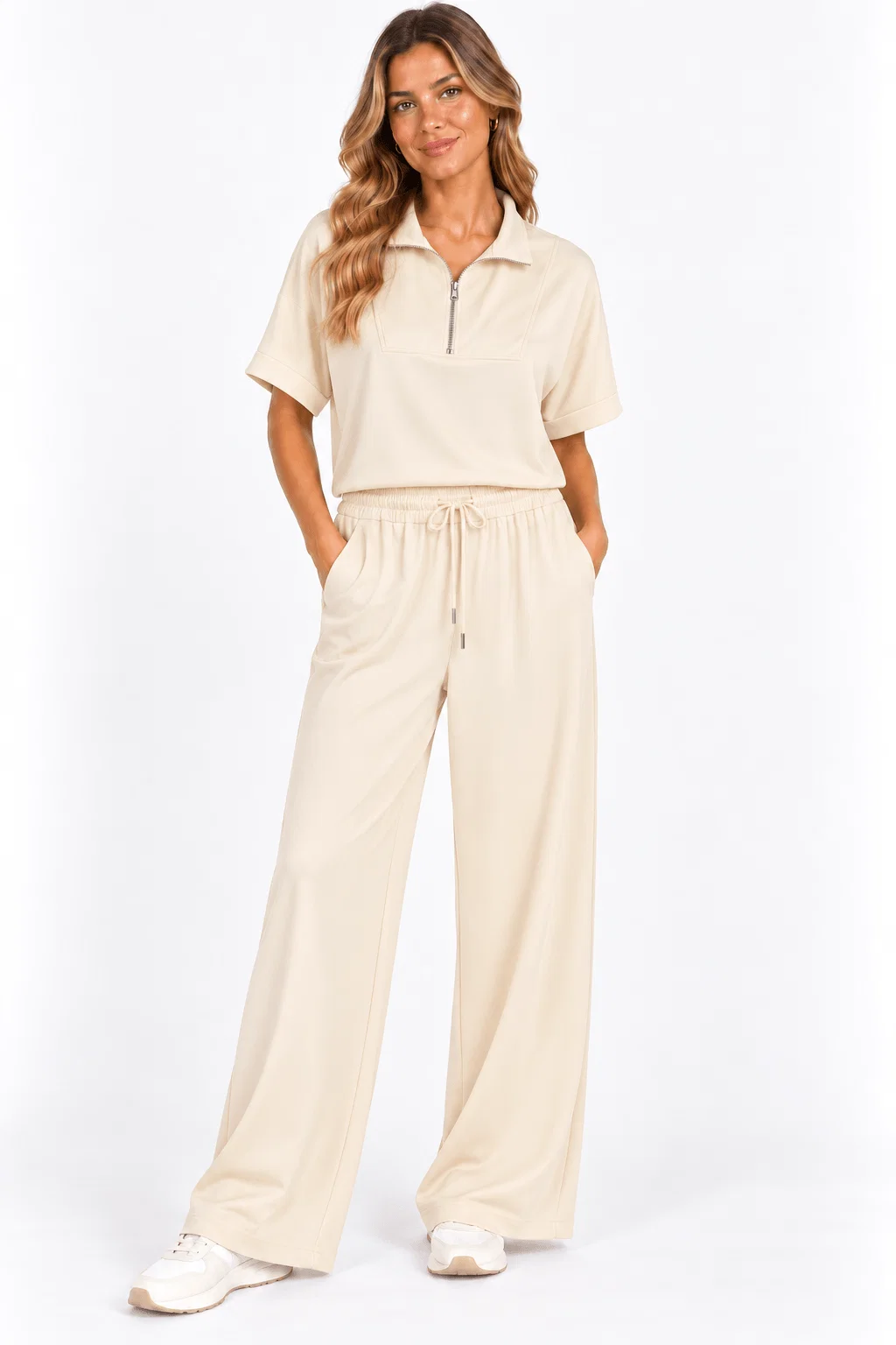 Calça Pantalona Cós Amarração - Off White — imagem 1