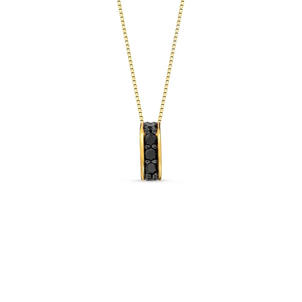 Pingente Square em Ouro Amarelo 18k com Diamantes Negros, 8mm — imagem 1