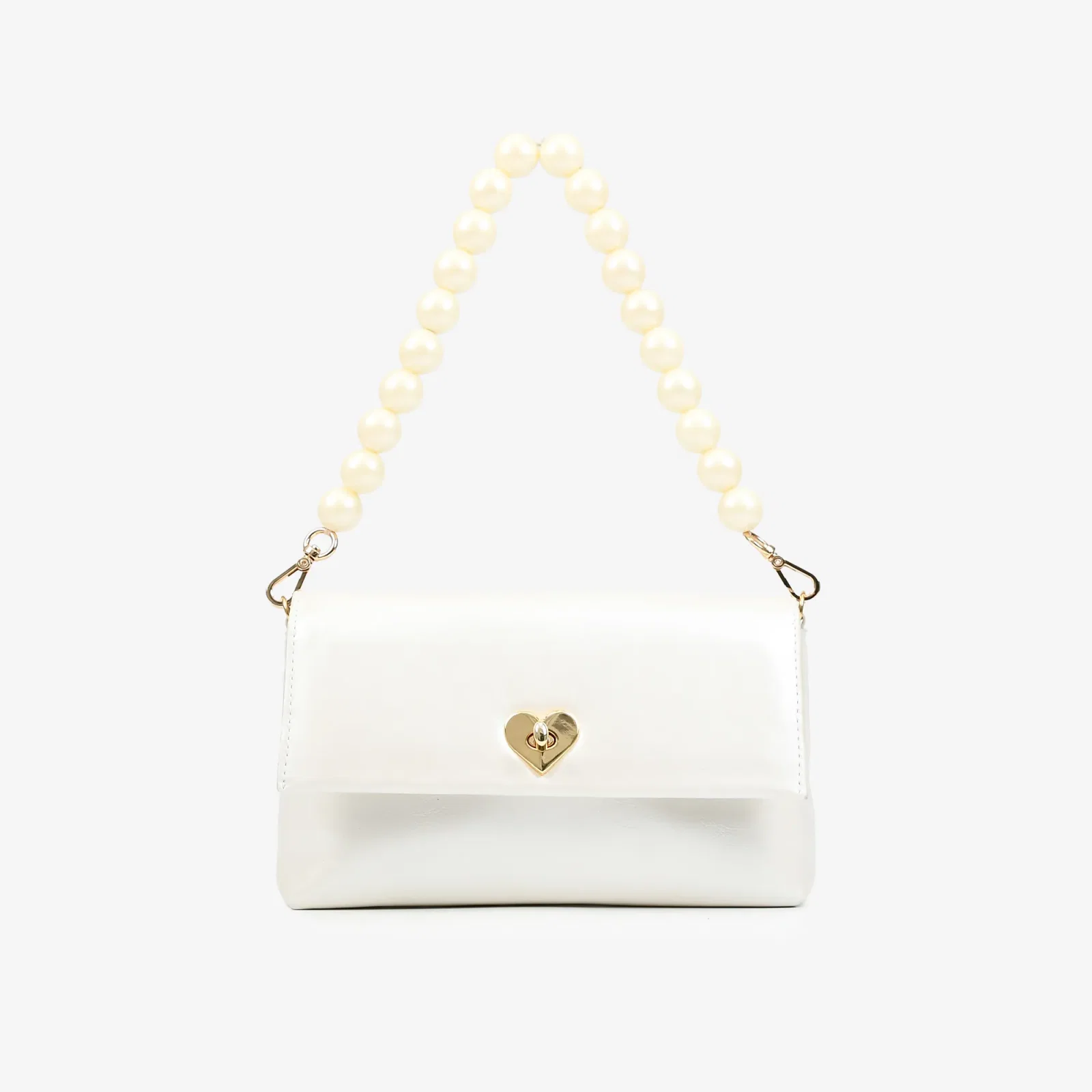 Bolsa De Ombro Branco Say Yes Couro Acetinado