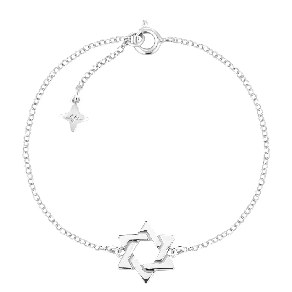 Pulseira Life Religião Estrela de Davi em Prata 925 — imagem 1