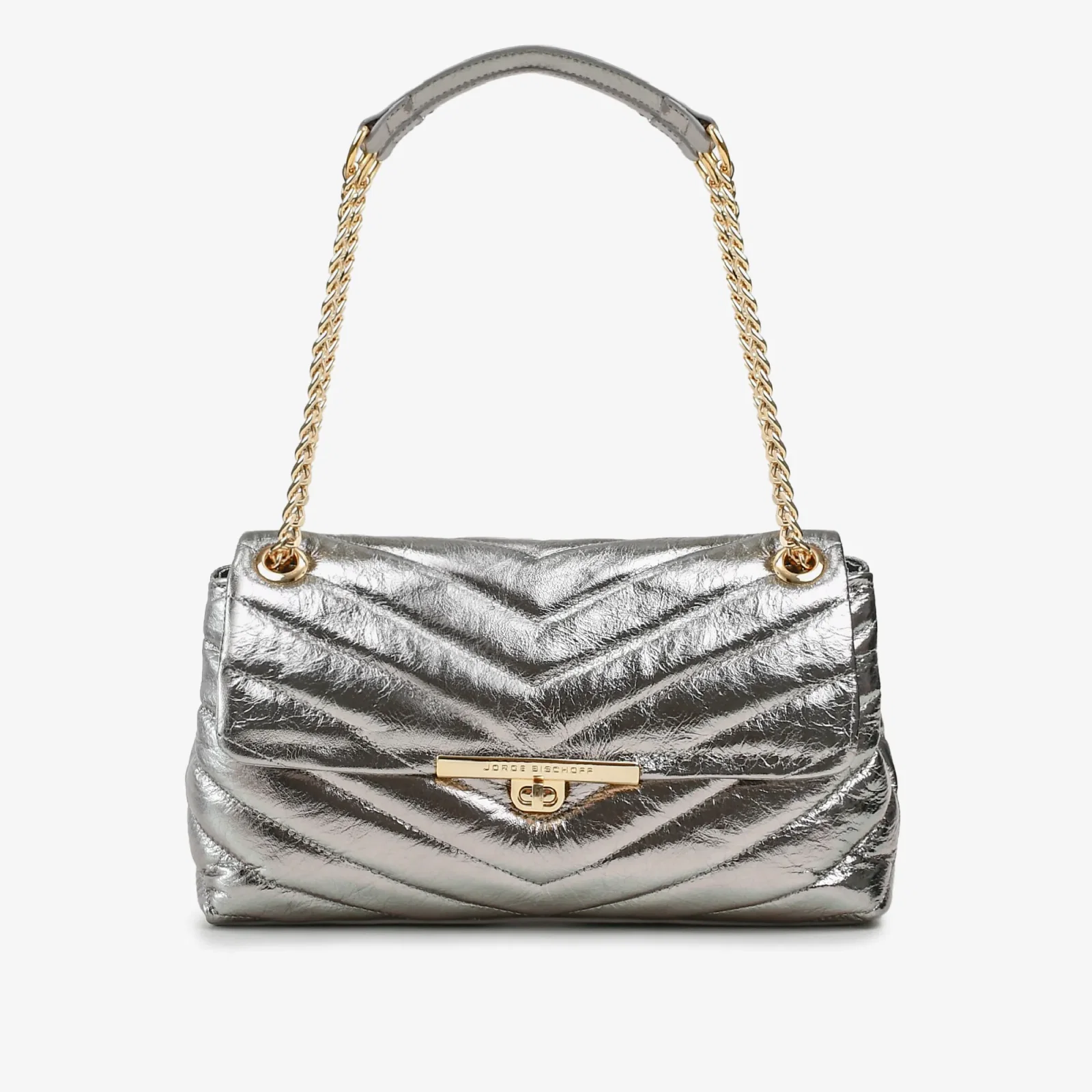 Bolsa De Ombro Mercedes Metal Prata Velho Matelassê Couro