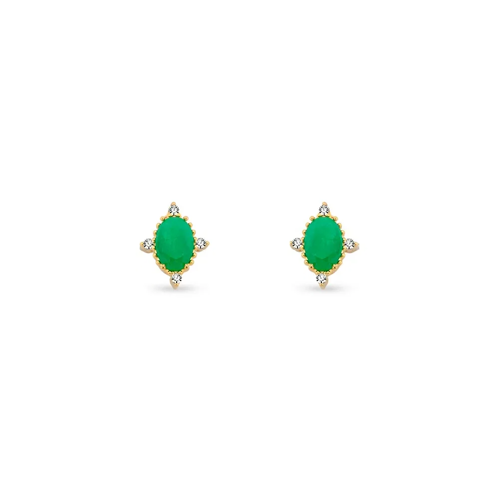 Brinco Dengosa em Ouro Amarelo 18k com Esmeralda e Diamantes — imagem 1