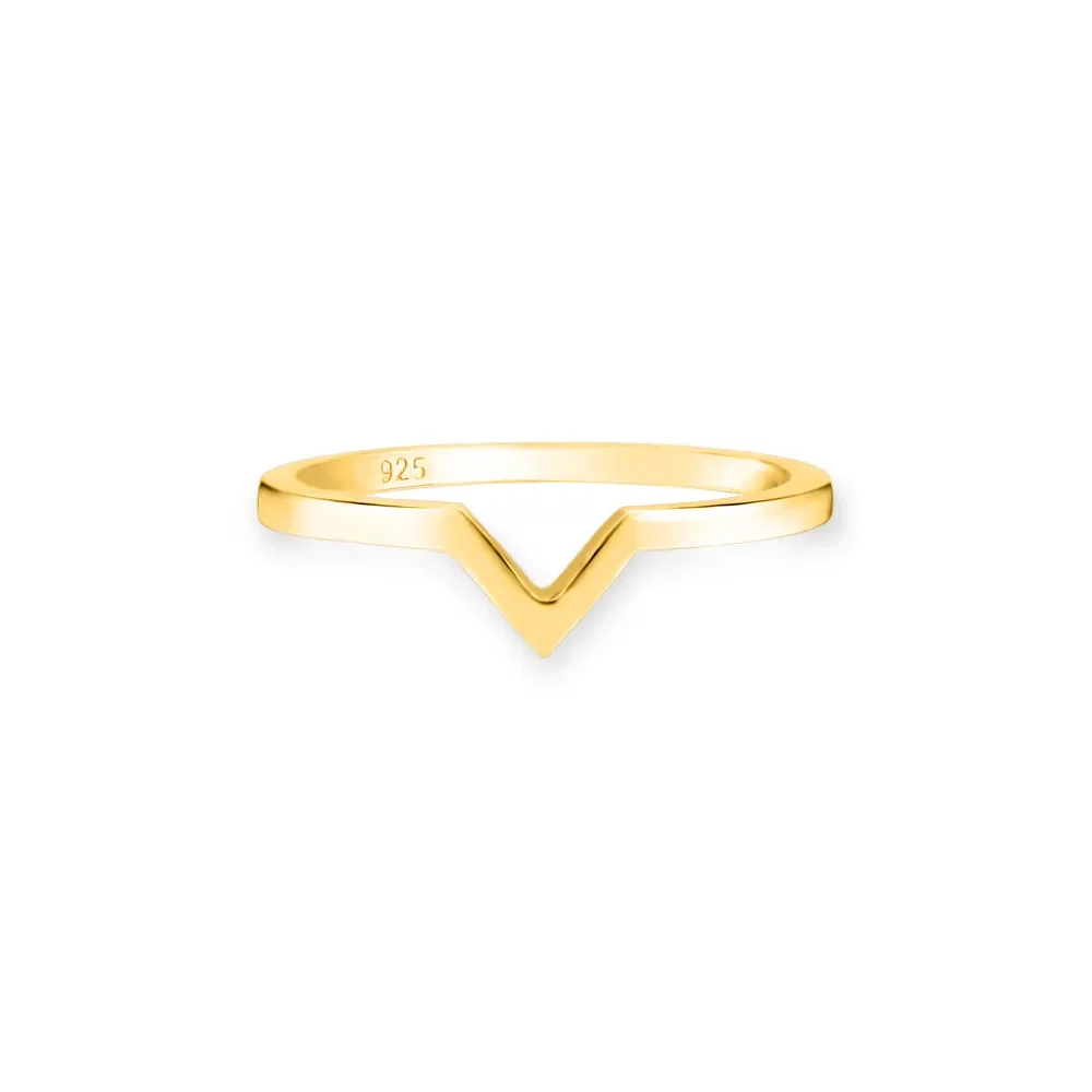 Anel Life V em Prata 925 com Banho de Ouro Amarelo 18k — imagem 1