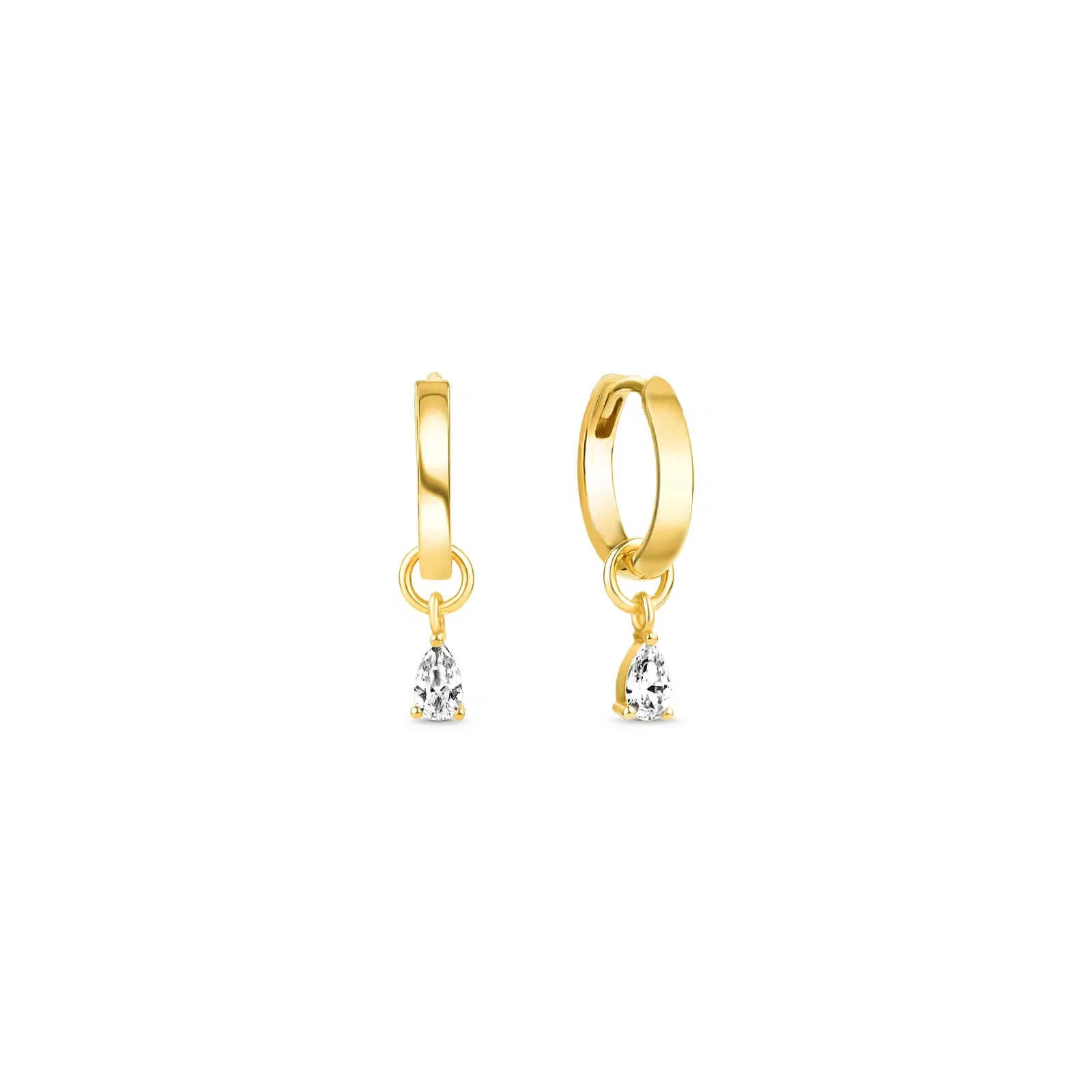 Argola Life em Prata 925 com Banho de Ouro Amarelo 18k e Pedras Incolores, 18,8mm