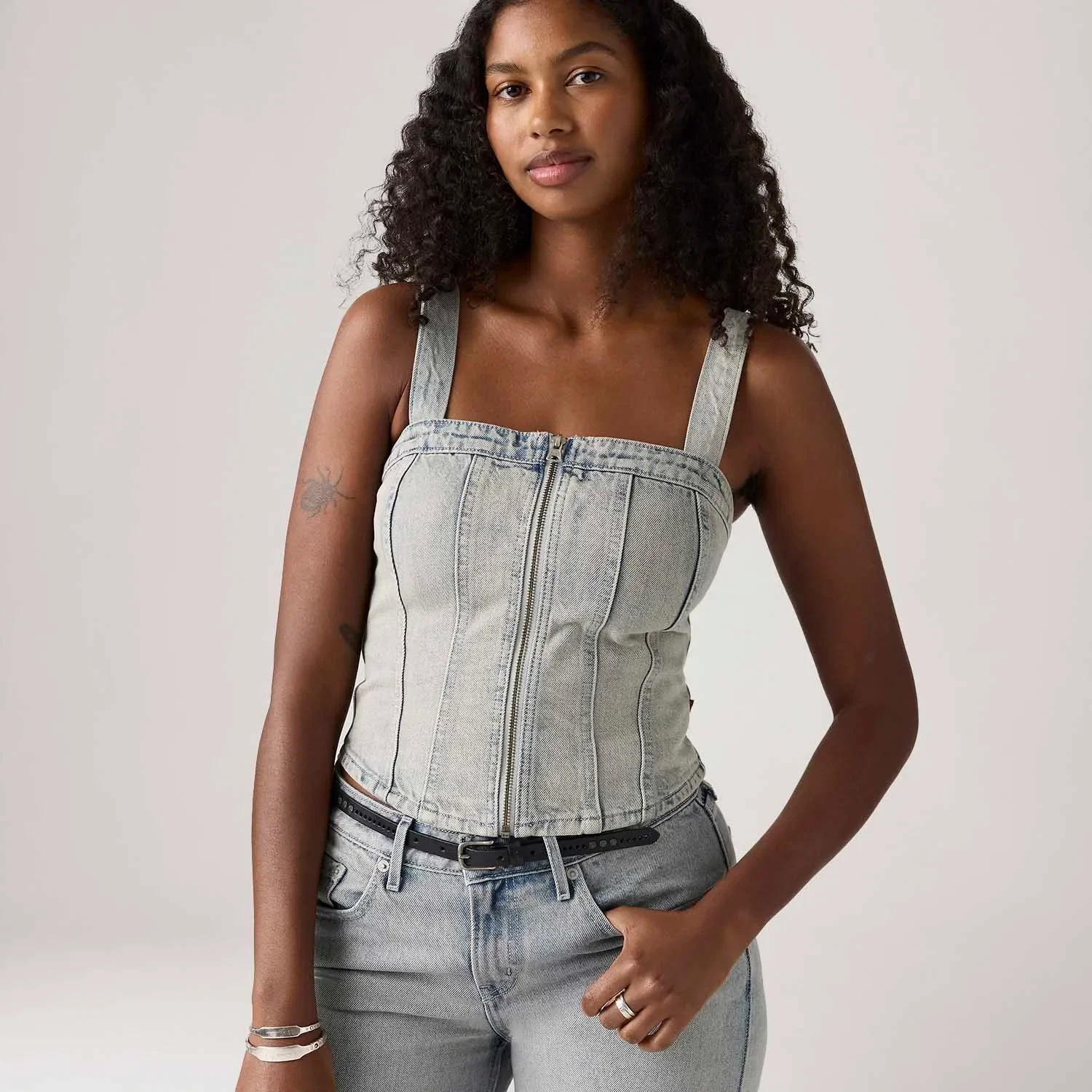 Blusa Corset Jeans Levi's® Sculpted Cinza
