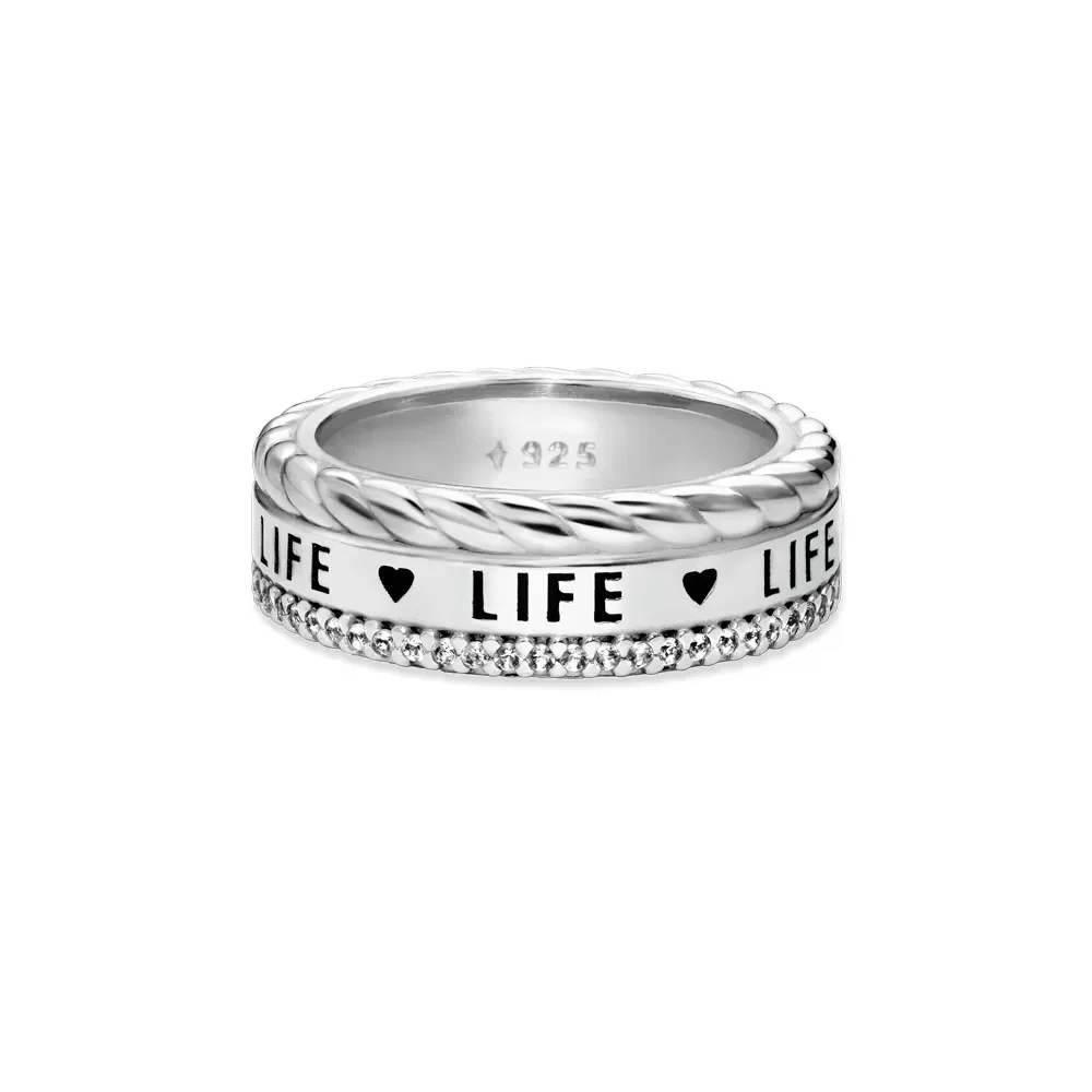 Anel Lifemania Triplo Twist em Prata 925 com Pedras Incolores — imagem 1