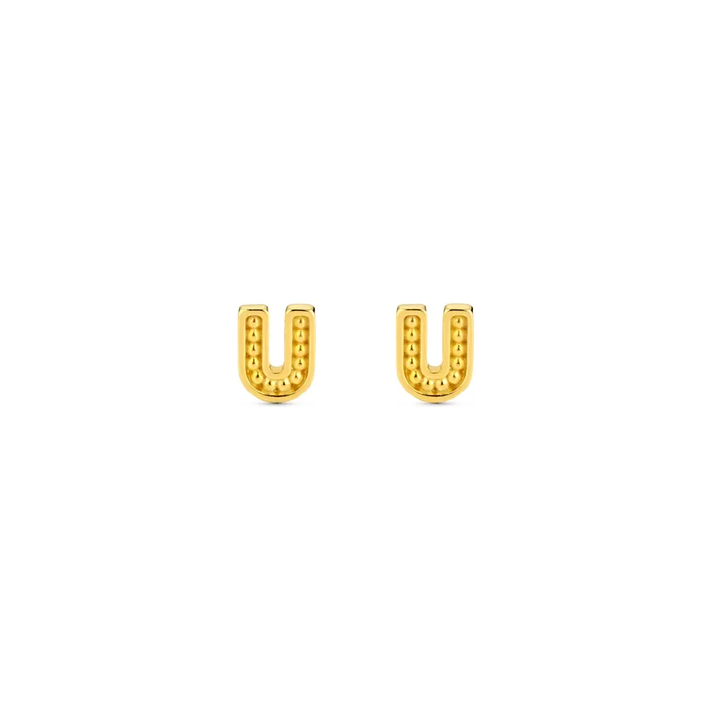 Brinco Life Letras U Prata com Banho Ouro Amarelo — imagem 1
