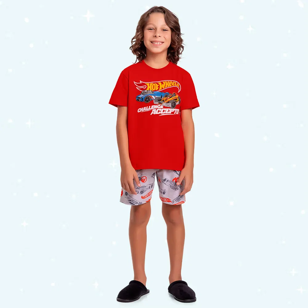 Conjunto pijama com tinta que brilha no escuro Challenge Hot Wheels — imagem 1