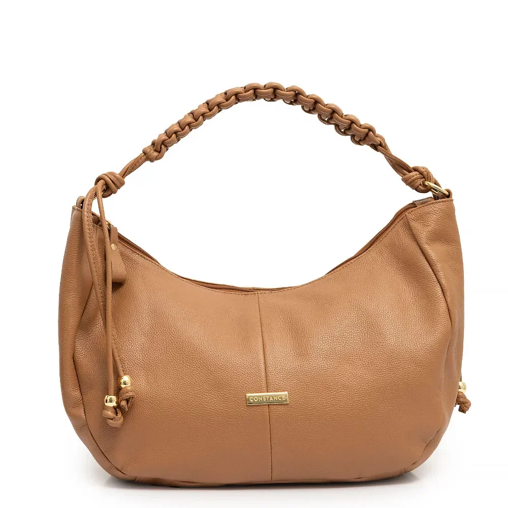 Bolsa Couro Trançado Ombro Caramelo