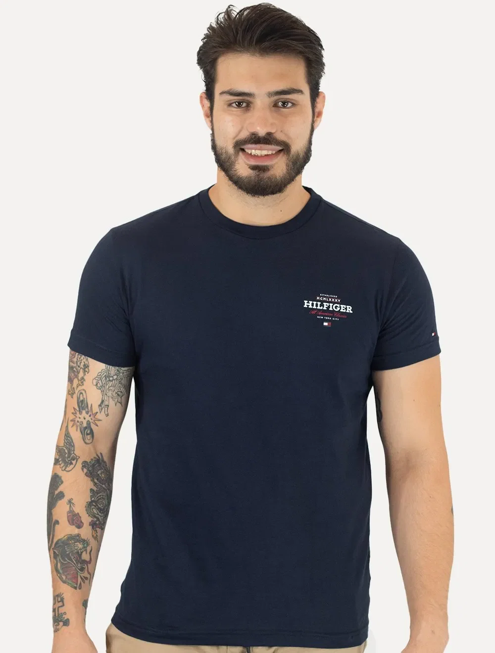 Camiseta Tommy Hilfiger Masculina Monotype All American Azul Marinho — imagem 1