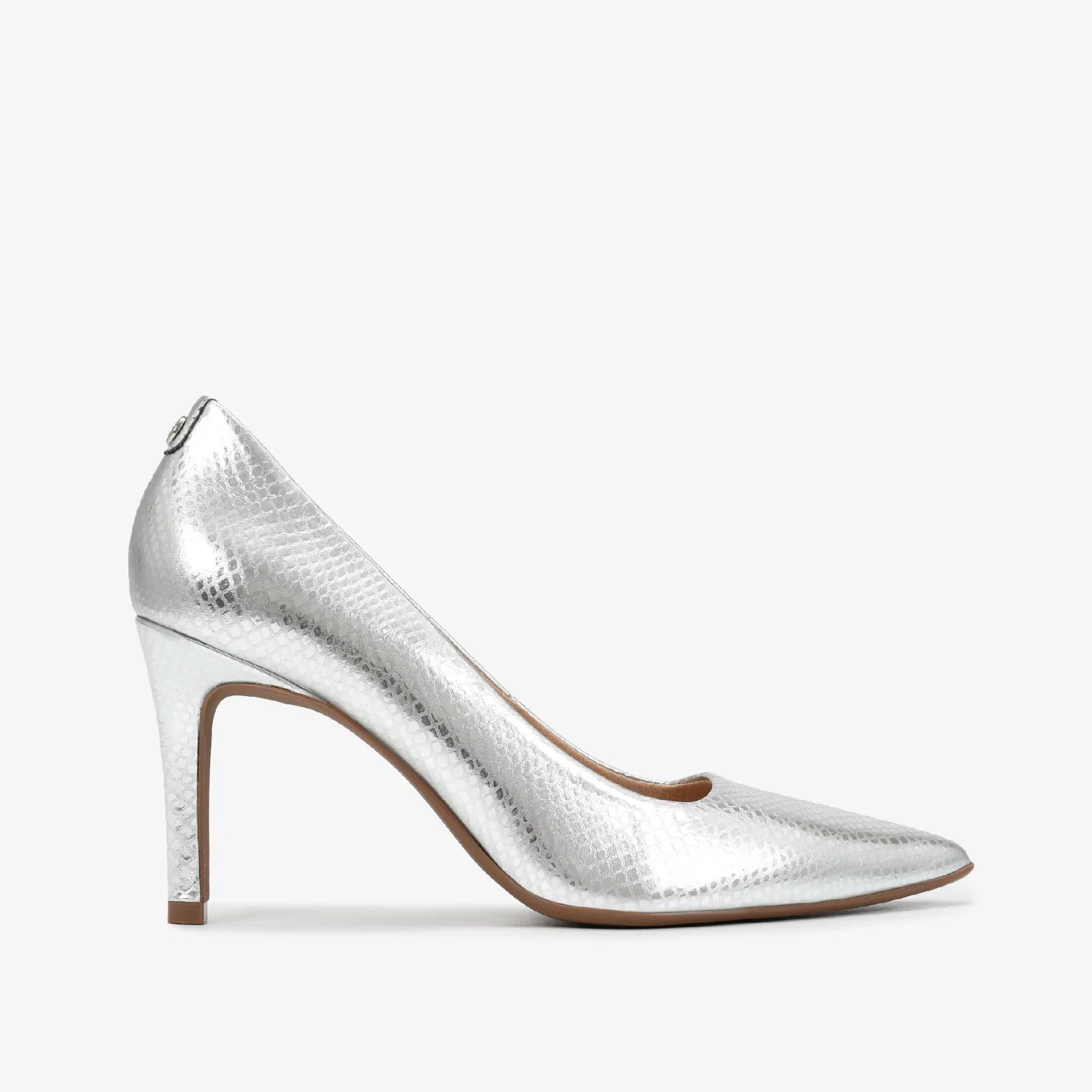 Scarpin Salto Fino Prata Couro — imagem 1