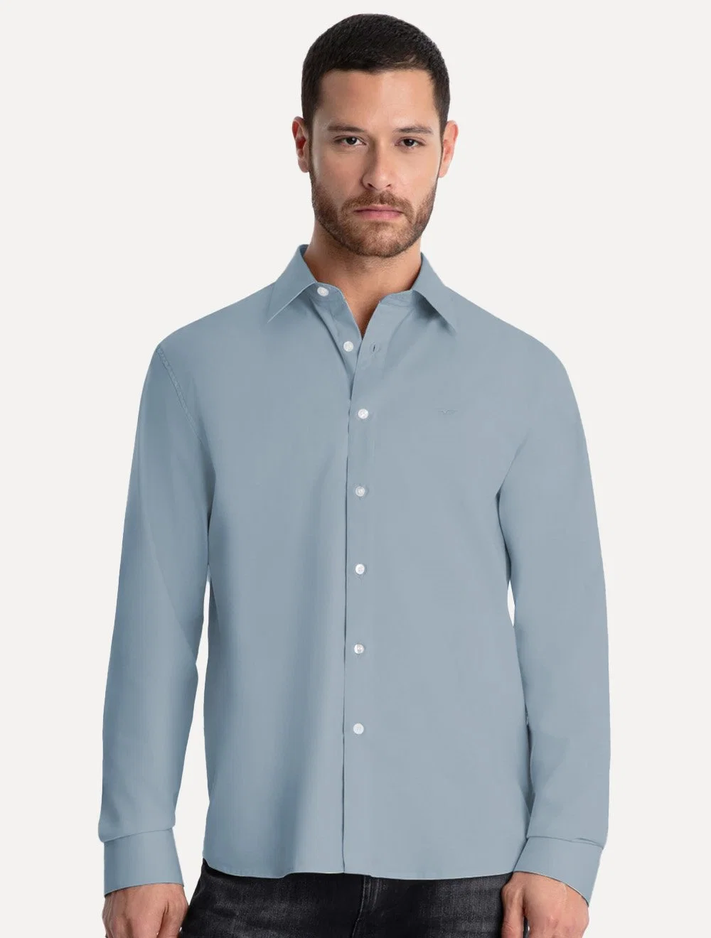 Camisa Ellus Masculina Tricoline LY Classic Anatomic Azul Médio
