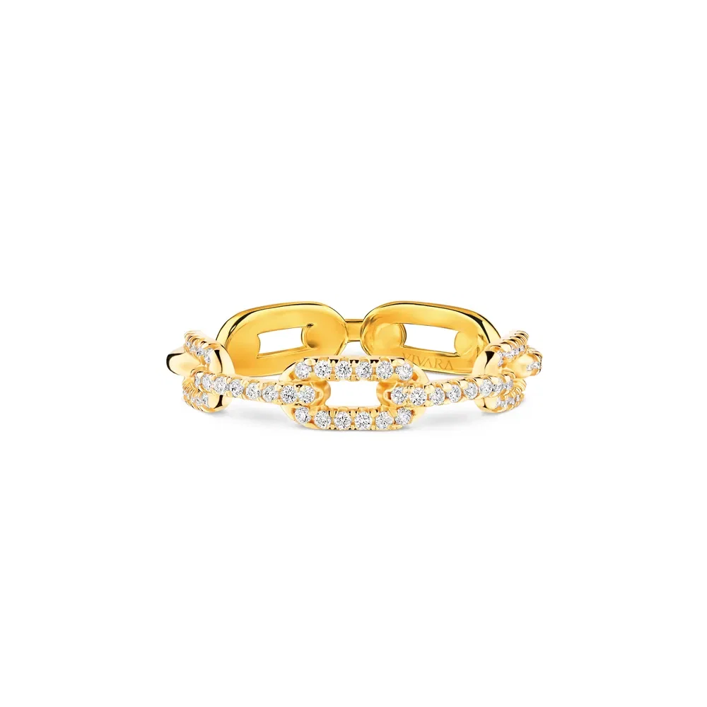 Anel Chains em Ouro Amarelo 18k com Diamantes