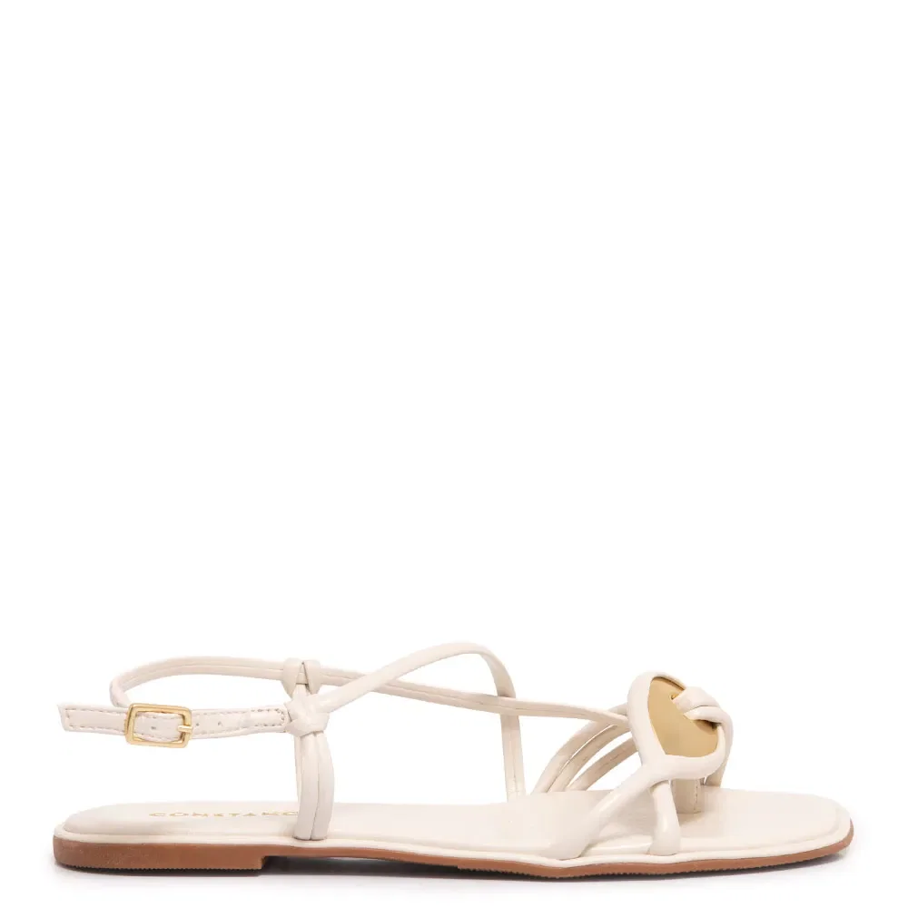 Rasteira Off White Enfeite Oval