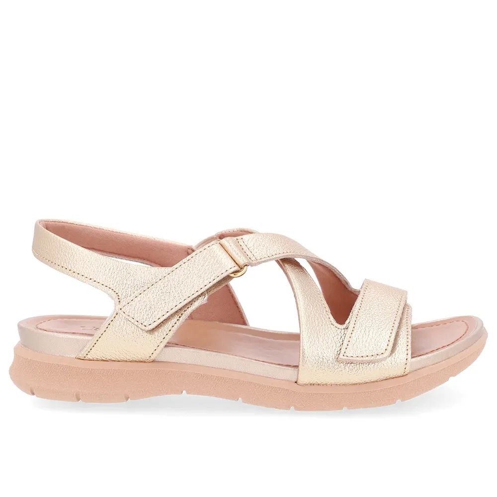 Sandália Plataforma Couro Dourado Fecho-Flex — imagem 1