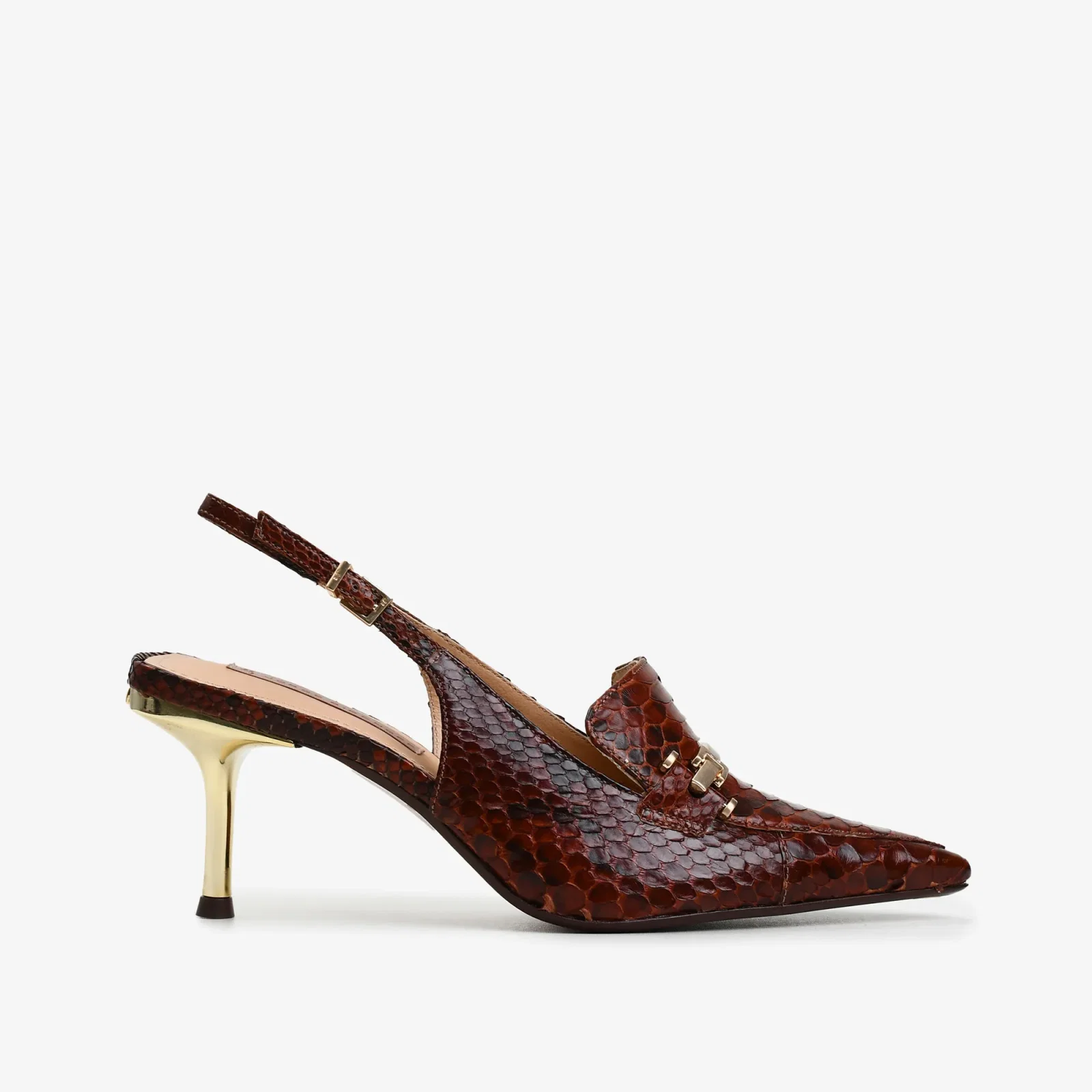 Slingback Marrom Tabaco Cobra Python — imagem 1