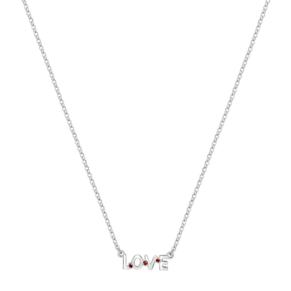 Colar Life Símbolo Love em Prata 925 com Pedras Vermelhas, 45cm — imagem 1