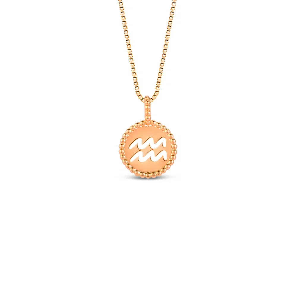 Pingente Signo Aquário em Ouro Rosé 18k, 15mm — imagem 1