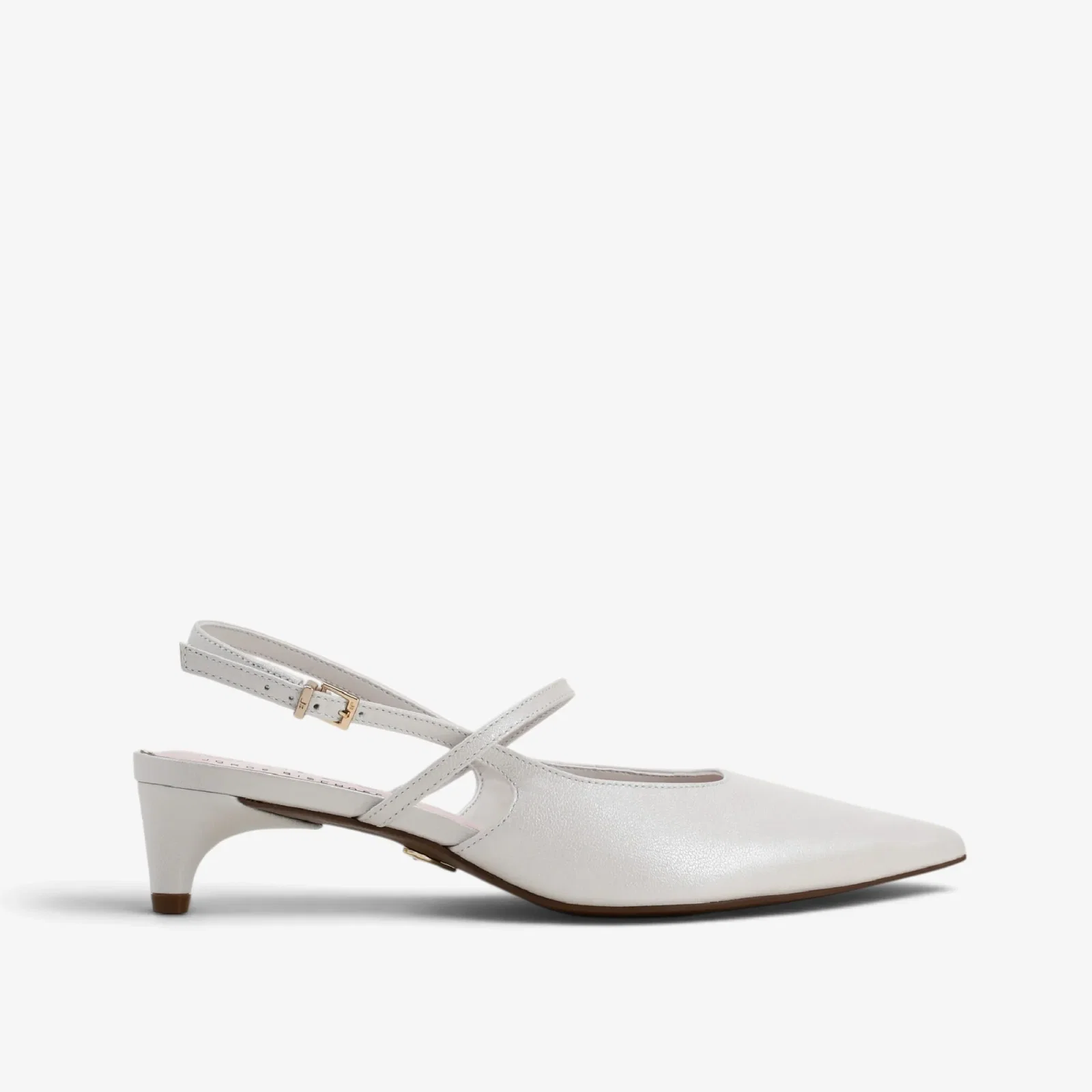 Slingback Branco Say Yes Couro Acetinado — imagem 1
