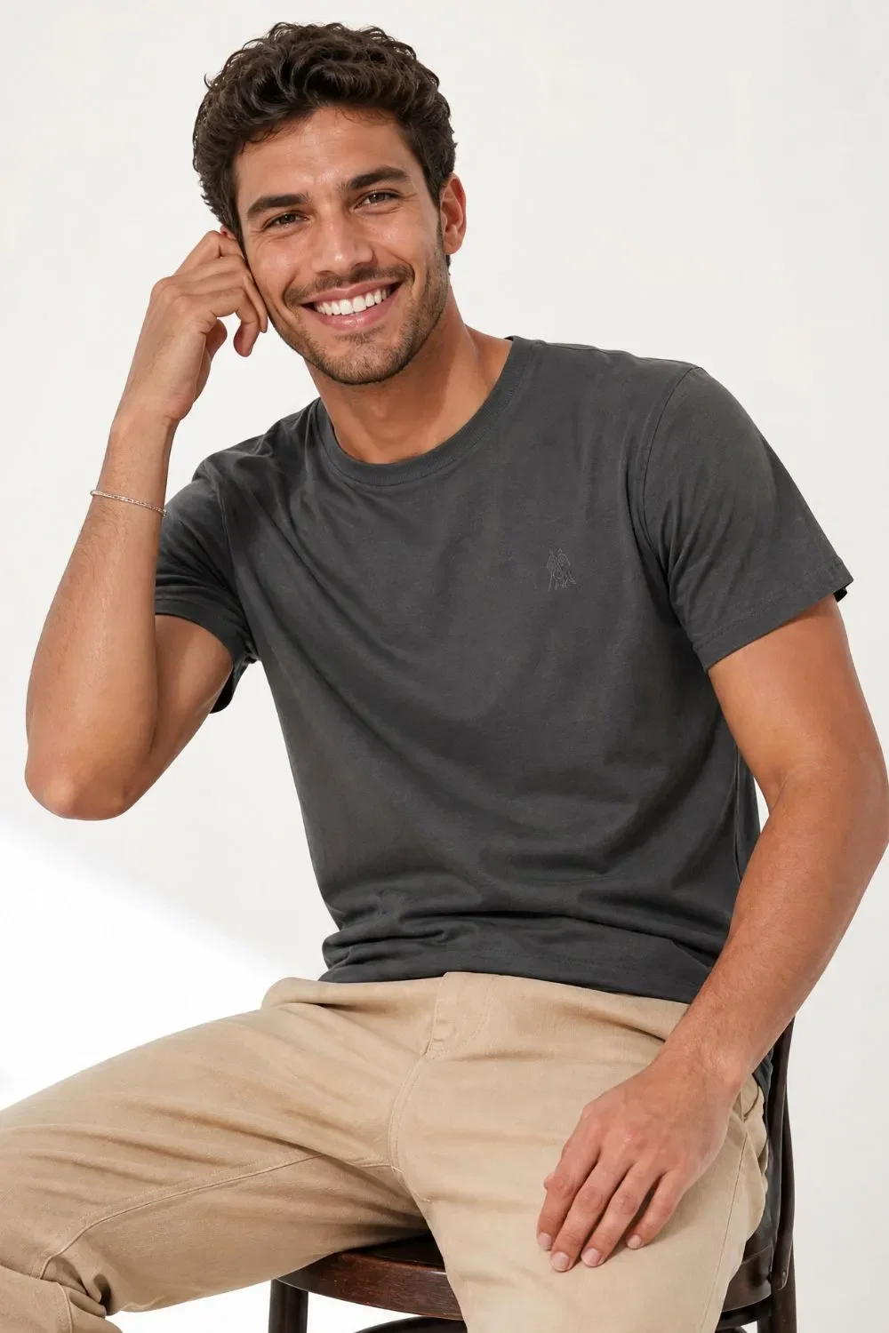 Camiseta Básica Confortável Polo Wear Cinza Escuro